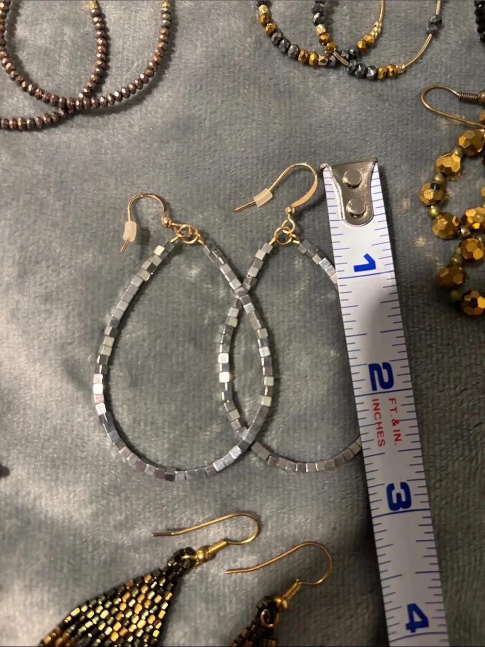 Assorted Beaded Hoop & Dangle Earrings - Gold, Black, Silver, Purple